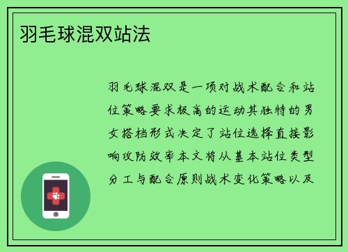 羽毛球混双站法